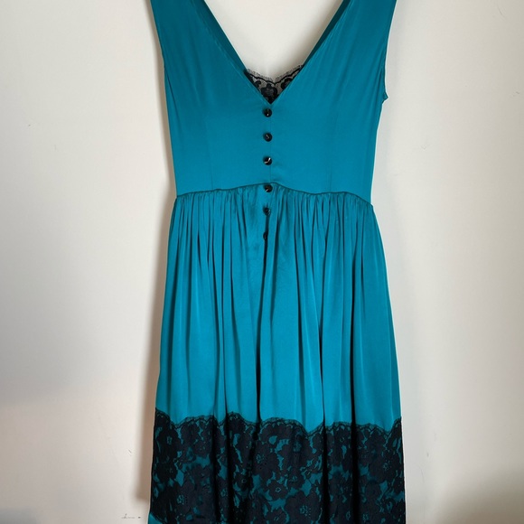 Anthropologie teal silk dress - Picture 3 of 7